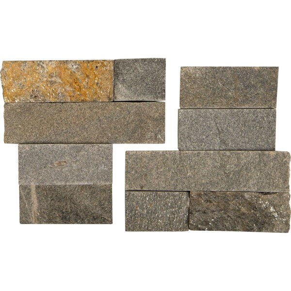 Sedona Grey Splitface Ledger Corner 6 In. X 6 In. Natural Quartzite Wall Tile, 12PK